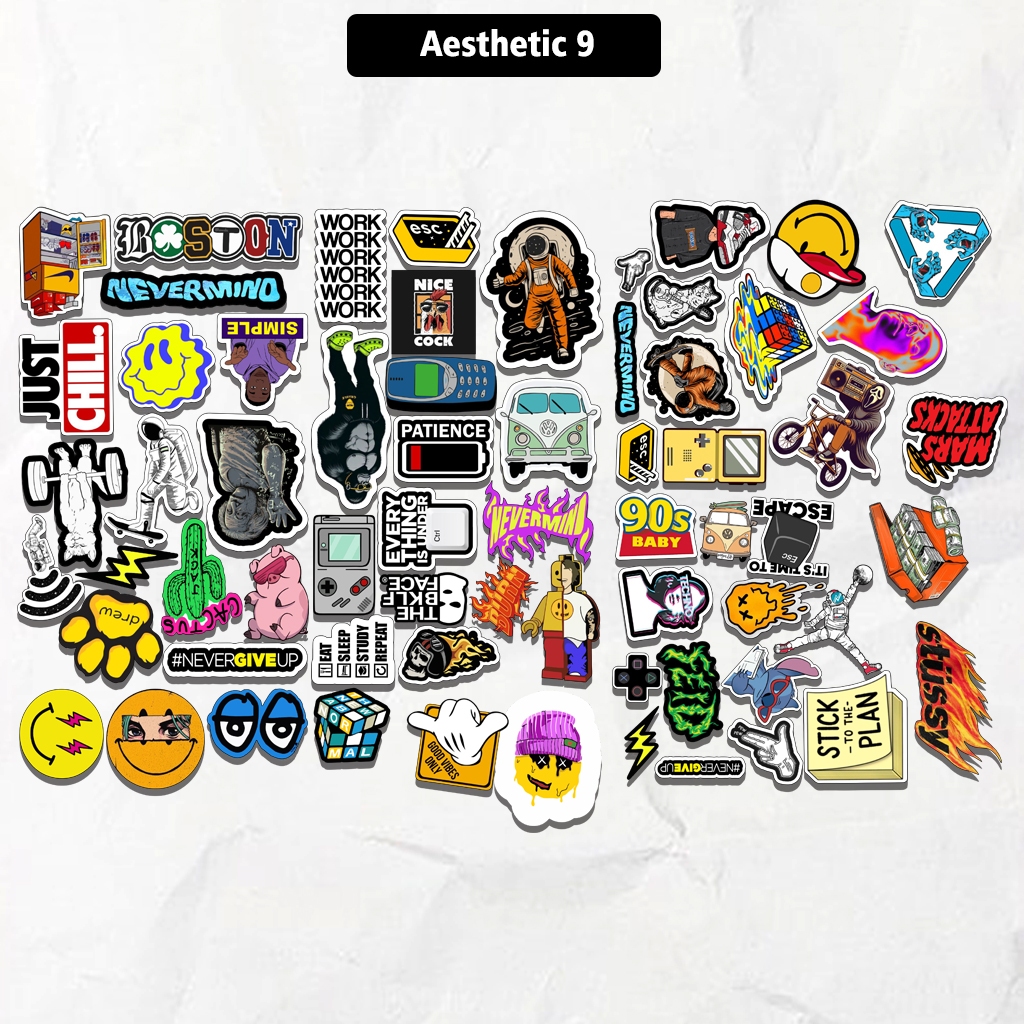 

Stiker Pack Aesthetic Hypebeast Anti Air Tinggal Tempel Sudah Di Cutting Presisi Bahan Vinyl Premium