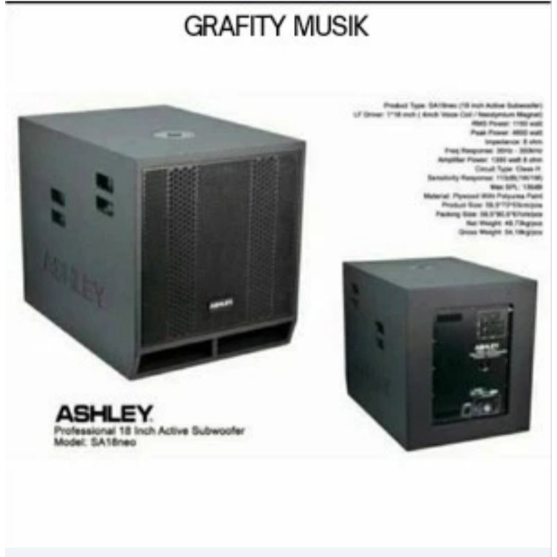 Subwoofer Aktif ASHLEY SA18NEO SA 18 NEO SA18 NEO ORIGINAL 18 INCH BOX