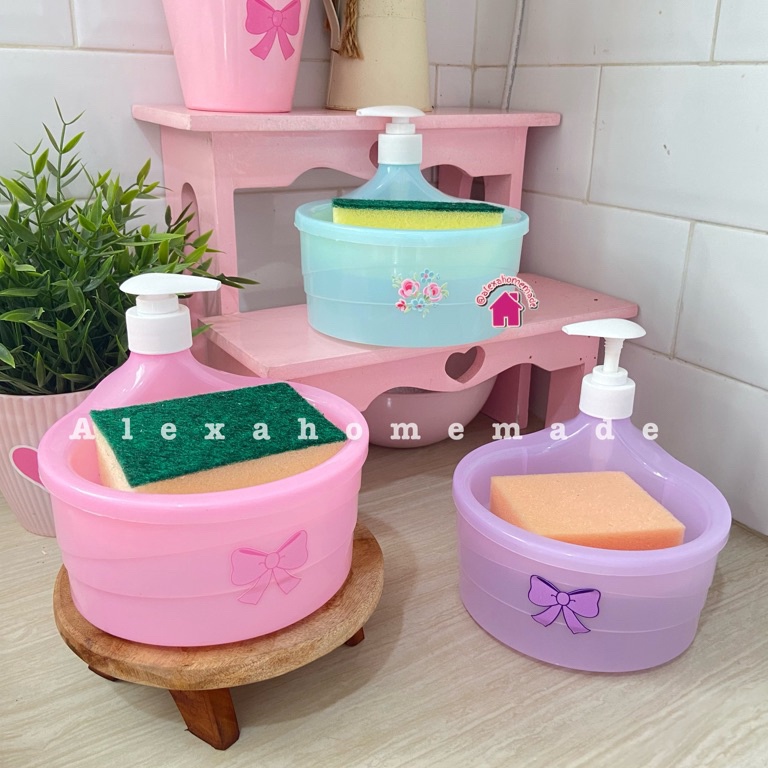 55HARGA TERMURAH TEMPAT SABUN CUCI PIRING VIRAL UNIK pink putih hijau