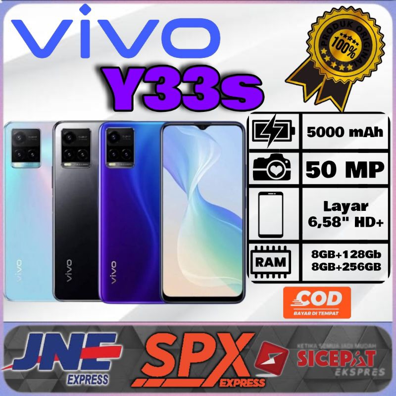 SMARTPHONE HP VIVO Y33s Ram 8+128GB & Ram 8+256GB [Display 6,58 inches + Camera 50MP + Battery 5000m