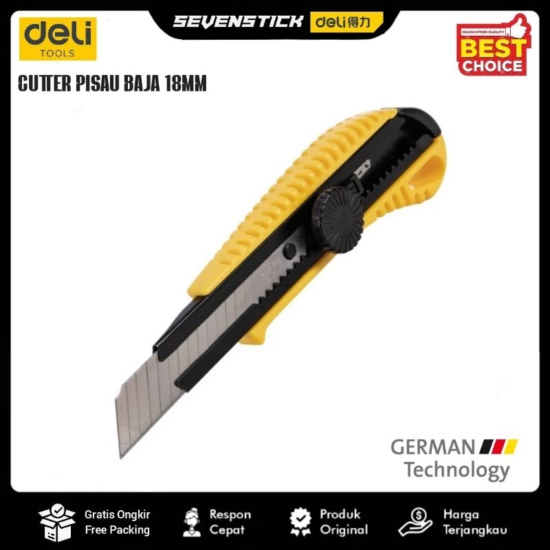Deli Pisau Cutter Tajam 18mm SK5 Perkakas DL003A Besar
