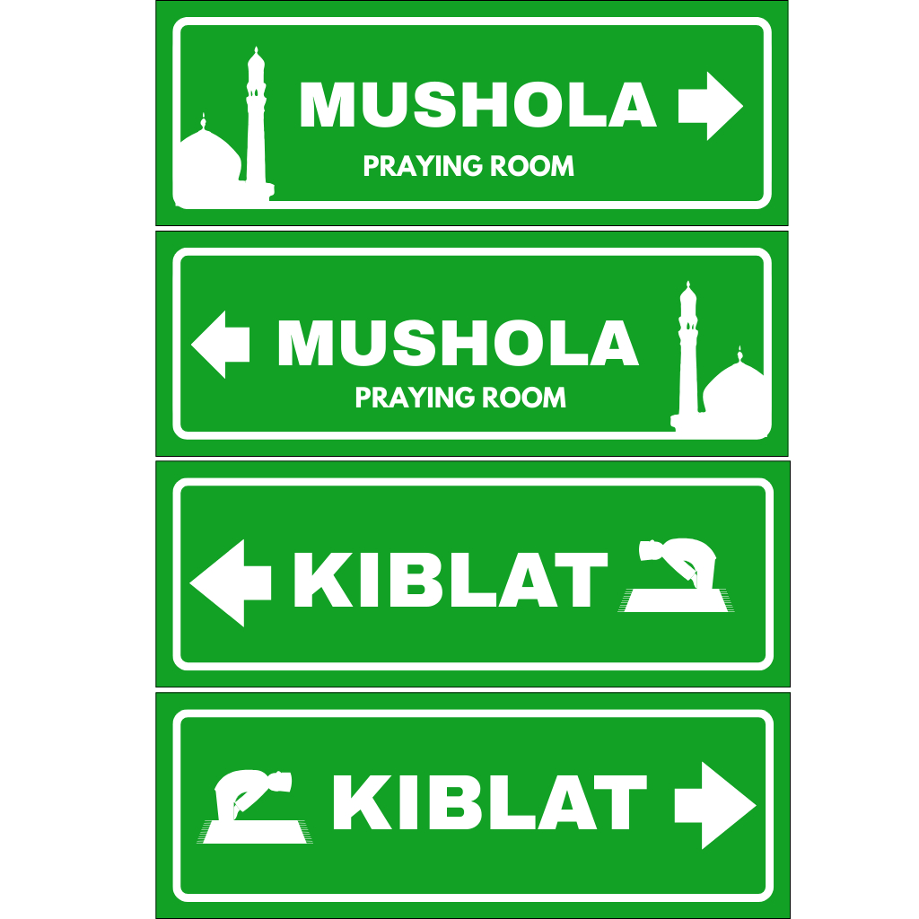

STICKER PENUNJUK ARAH KIBLAT DAN MSUHOLA – 28x10CM (Anti Air, Vinyl Tebal) SUDAH LAMINASI