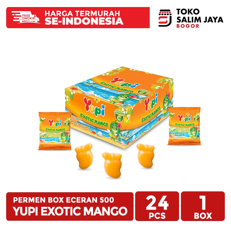 

Permen Yupi Exotic Mango Box Eceran 500 Isi 24 Pcs Rasa Mangga Kenyal Segar Original