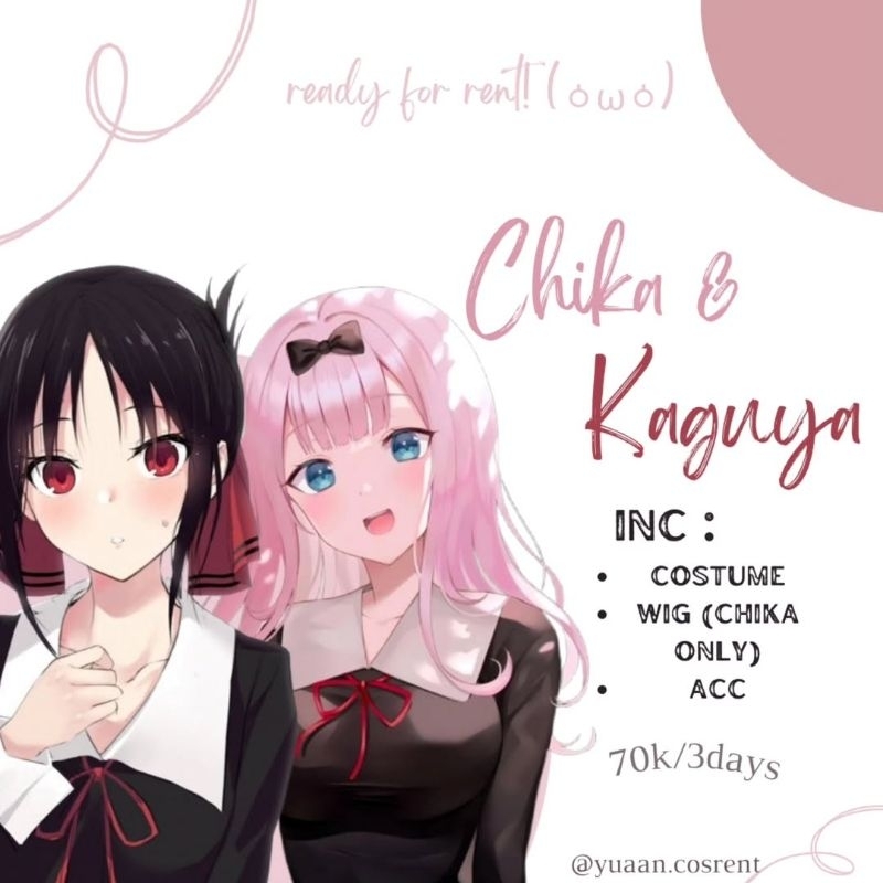 [ RENTAL ] BUNDLE Cosplay Chika Fujiwara & Shinomiya Kaguya Kaguya-sama: Love is War
