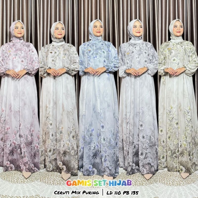 Peony Dress | Gamis Set Hijab | Gamis Ceruty Baby doll | Dress kekinian | Gamis muslim | Gamis Terba