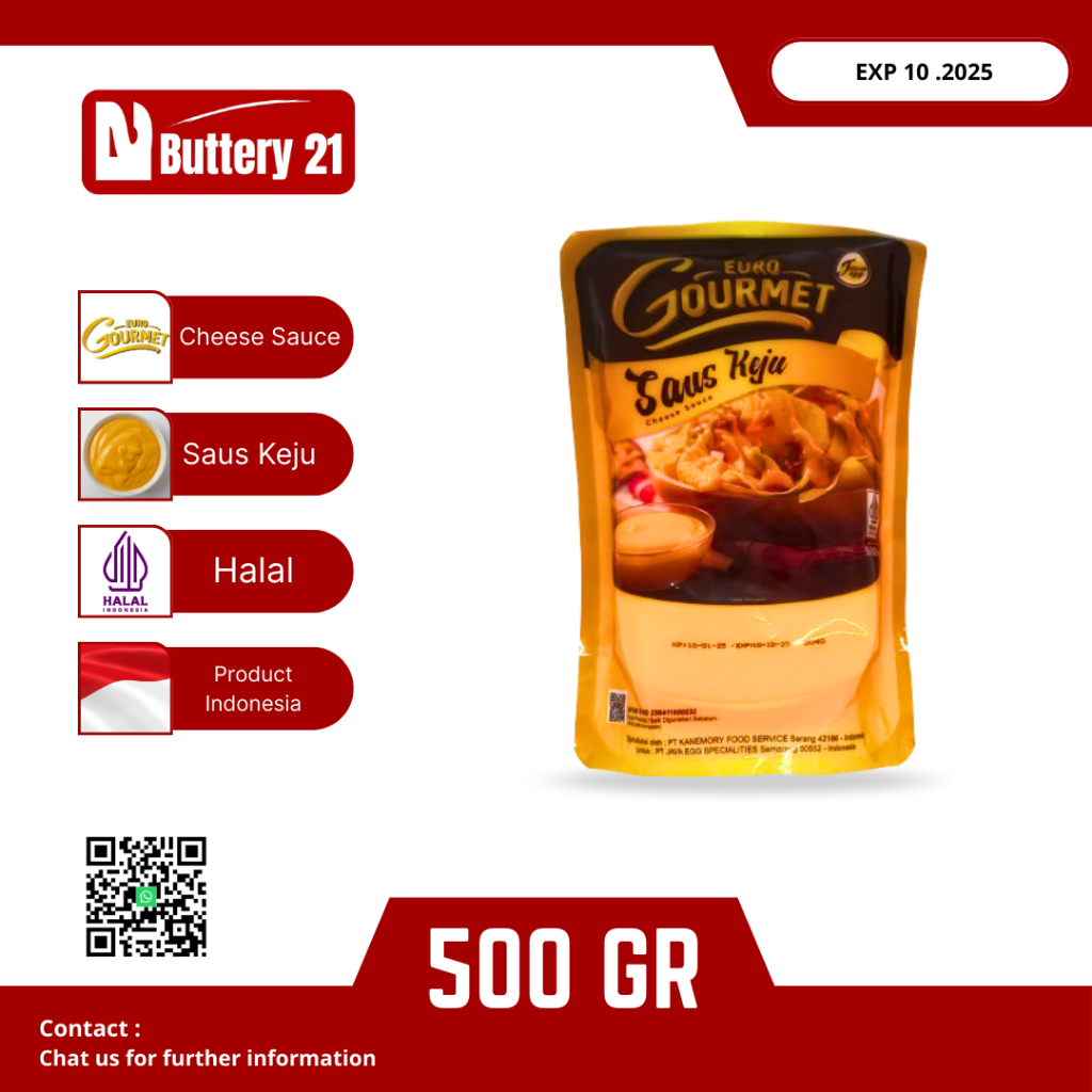 

EURO GOURMET SAUS KEJU CHEESE SAUCE 500 GR/KEJU CAIR/KEJU SAUS