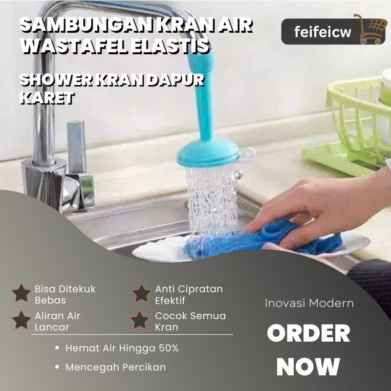 Sambungan Kran Air Wastafel Elastis Shower Kran Dapur Karet