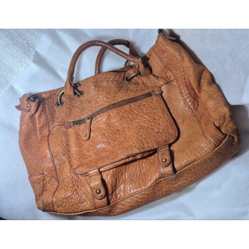 PRELOVED Tas SSAMZIE KULAS Kulit Gajah Tali Panjang 40 x 30 cm