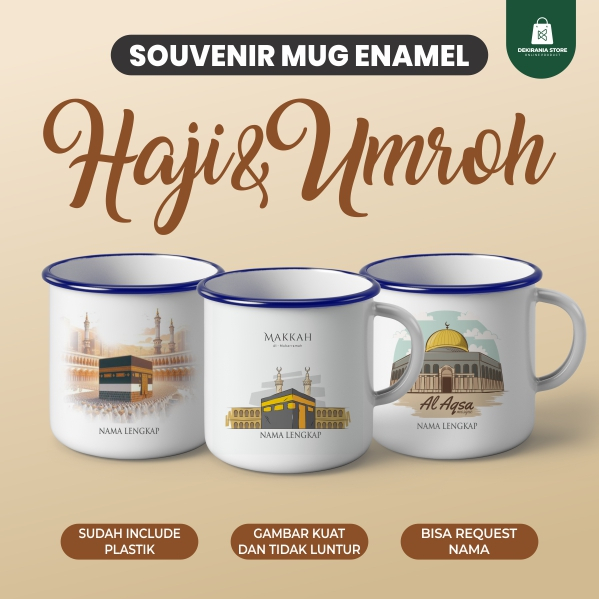 Souvenir Mug Enamel / Souvenir Haji & Umrah / Souvenir Enamel Custom