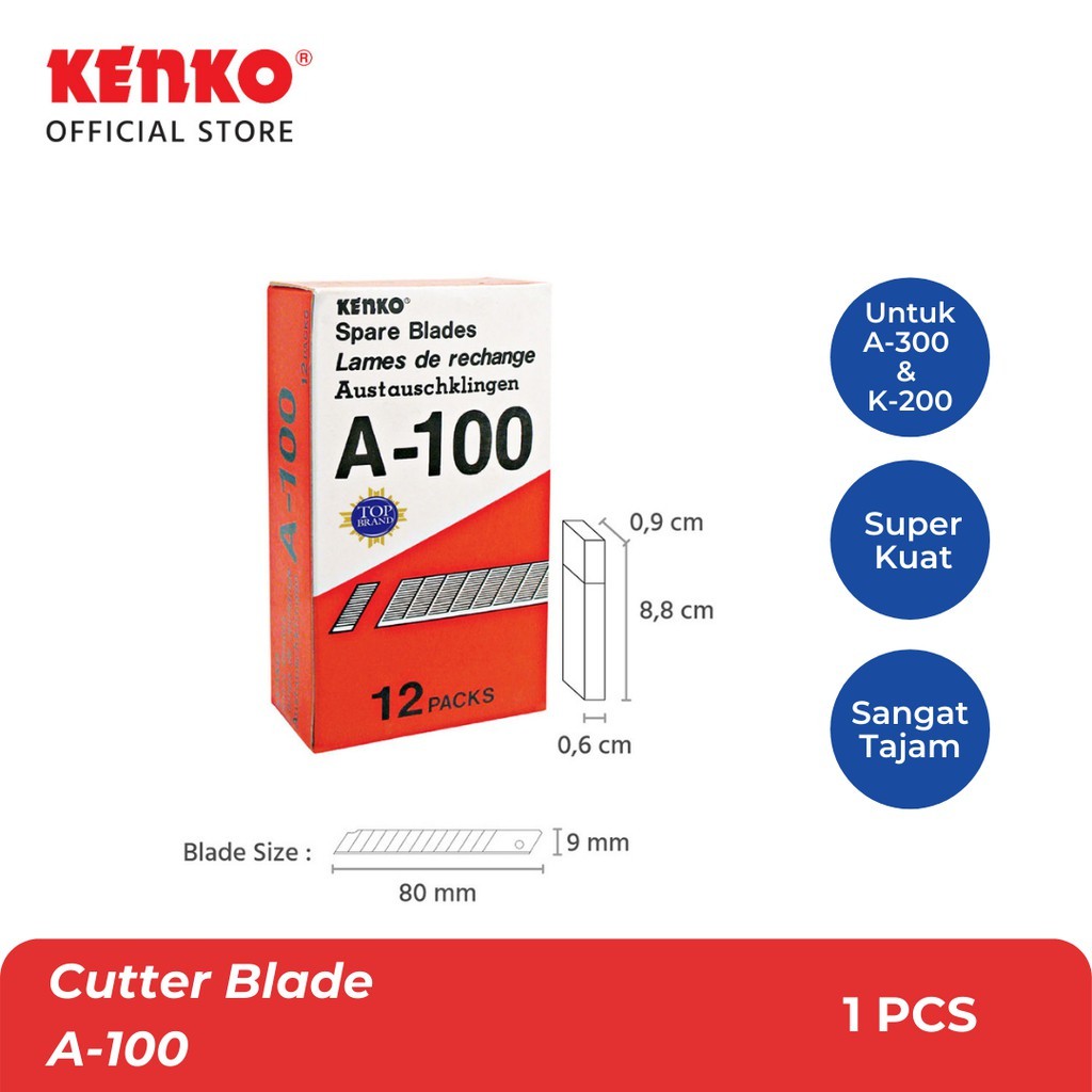 

ISI CUTTER KENKO A100 ORIGINAL | PISAU CADANGAN CUTTER TAJAM UNTUK KERTAS & STIKER