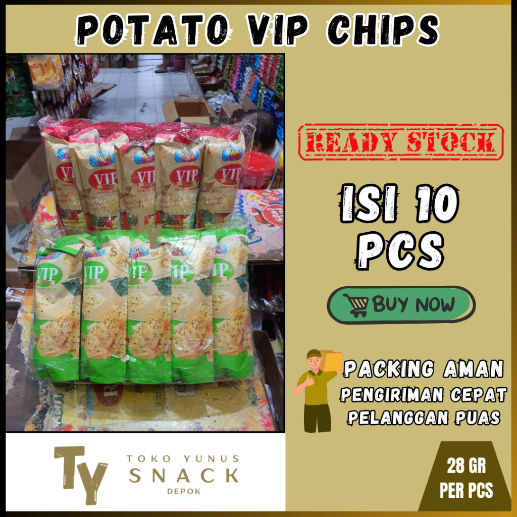 

POTATO VIP CHIPS PACK ISI 10PCS @28GR