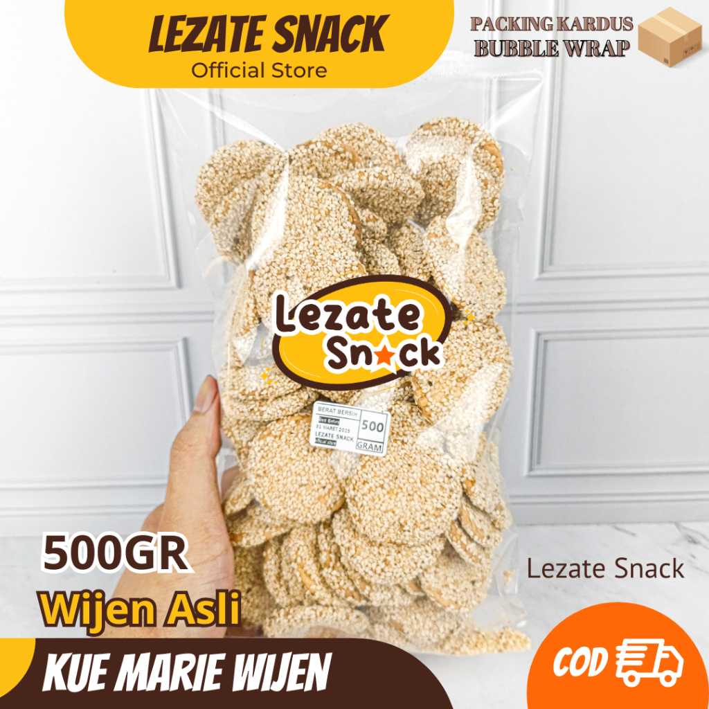 

Biskuit Marie Wijen 1KG Biji Murah Renyah Manis Kue Jadul / Roti Kue Kering Mari Wijen Jadoel Enak LEZATE SNACK