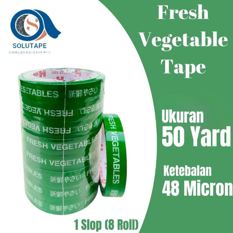 

Fresh Vegetable Tape 1 Slop isi 8 Lakban OPP Tape Isolasi Sayur Harmony, Selotip Sayur TERMURAH
