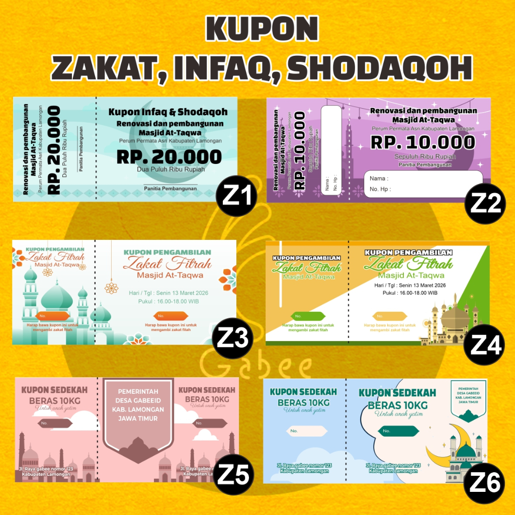 

KUPON ZAKAT INFAQ SHODAQOH SEDEKAH / KUPON ZAKAT FITRAH / KUPON INFAQ MASJID