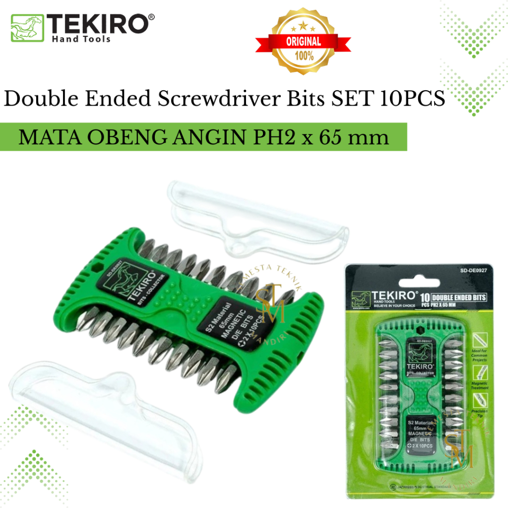 TEKIRO Mata Obeng Angin Set Ph2 X 65 Mm 10 Pcs - Mata Obeng Bor Magnet - Mata Obeng Sekrup - Double 