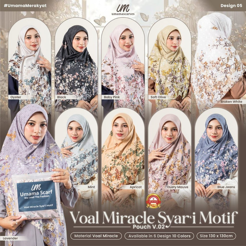 Gerai Rabbani/Hijab Segi Empat Motif/Syari