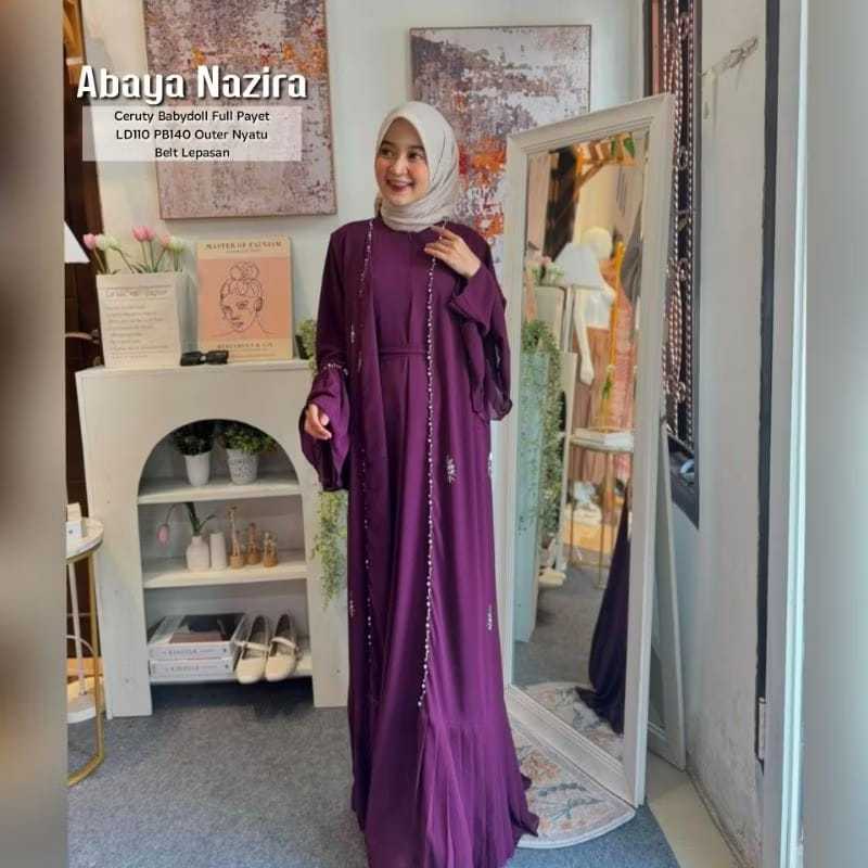 Unik Nazira Abaya / Gamis Abaya Wanita Polos Ceruty Payet-Payet Terlaris / Terbaru