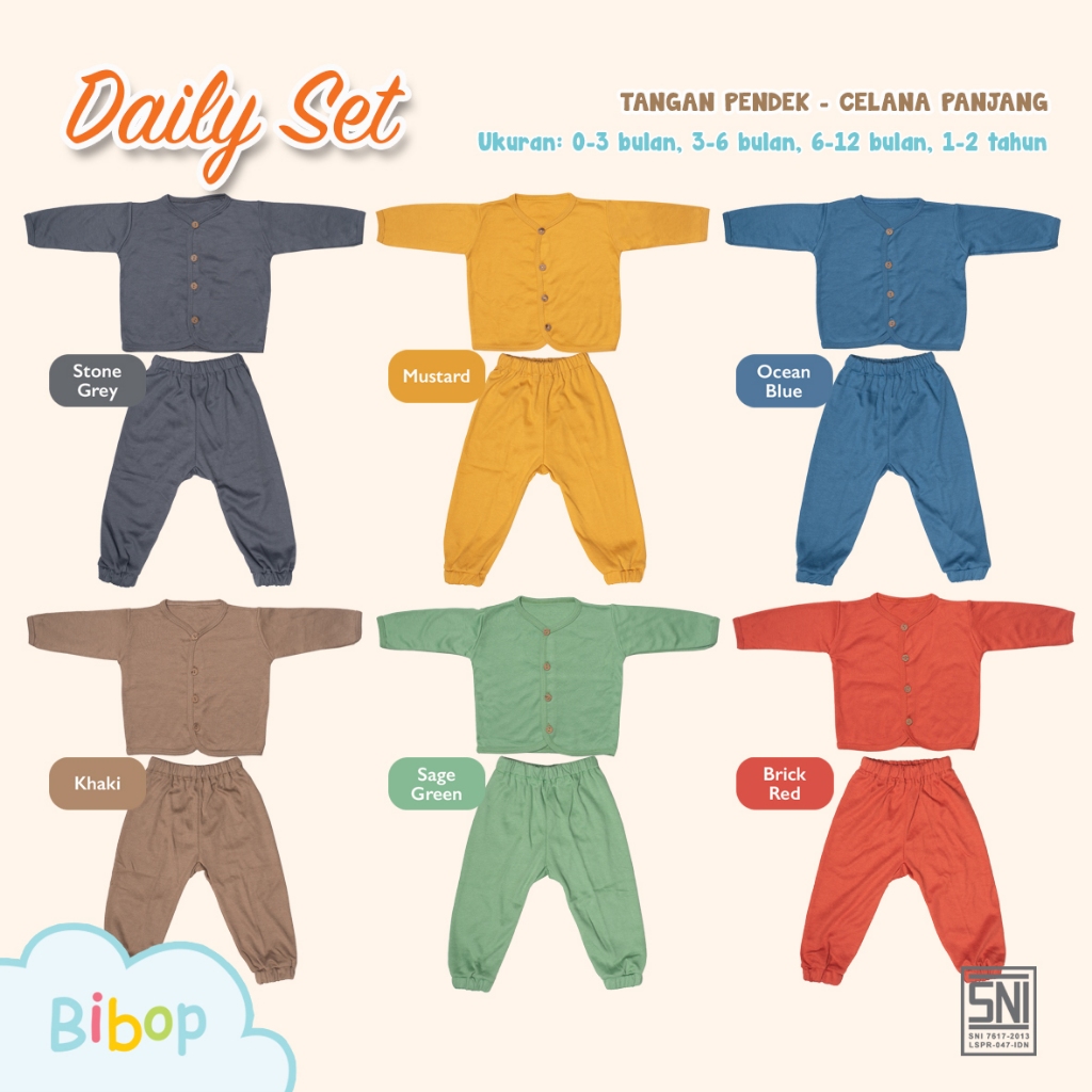 Baju Bayi Bibop Daily Set BJ Panjang dan Celana Panjang