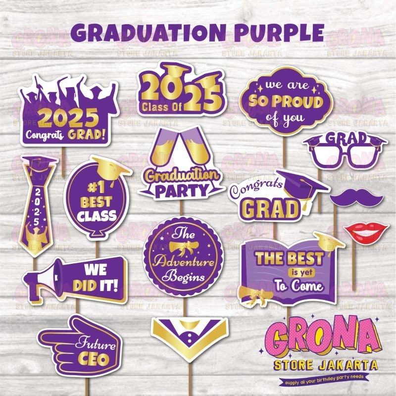 ACC Photobooth Graduation Purple / Aksesoris Foto Wisuda / Photo Props Graduation