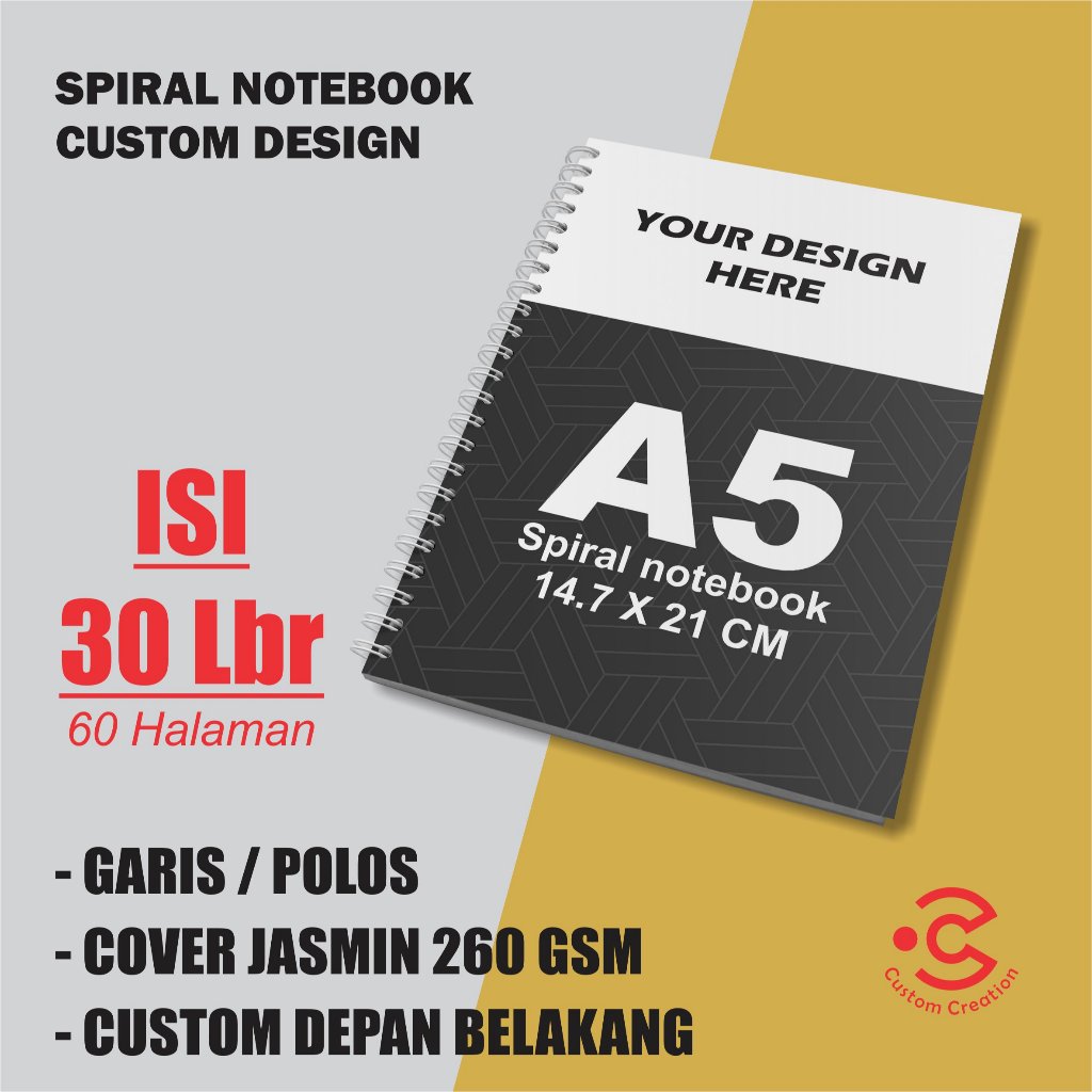 

NOTEBOOK SPIRAL NOTES CUSTOM COVER DEPAN BELAKANG A5 (30 lembar)