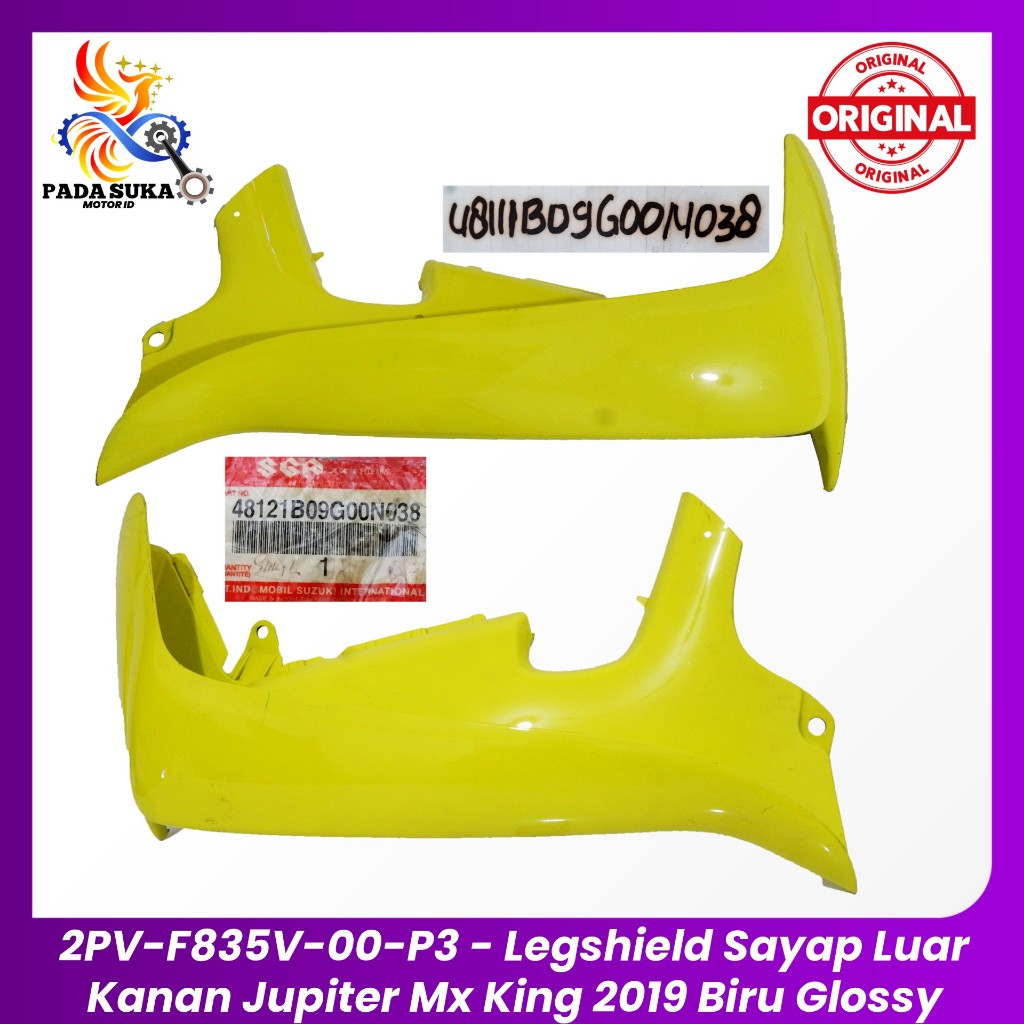 Cover Sayap Luar Set Kiri Motor Suzuki Smash 110 / Legh Shield Kuning - 48121B09G00N038/48111B09G00N