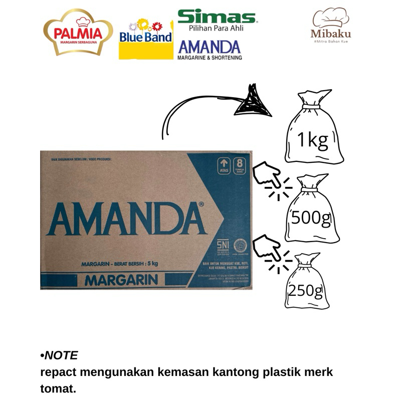

Amanda Margarine - mentega repack 250gr 500gr 1kg