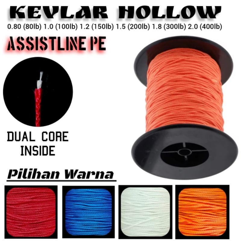 Kevlar Hollow Assist Line Dual Core Assist Hook Line Jigging