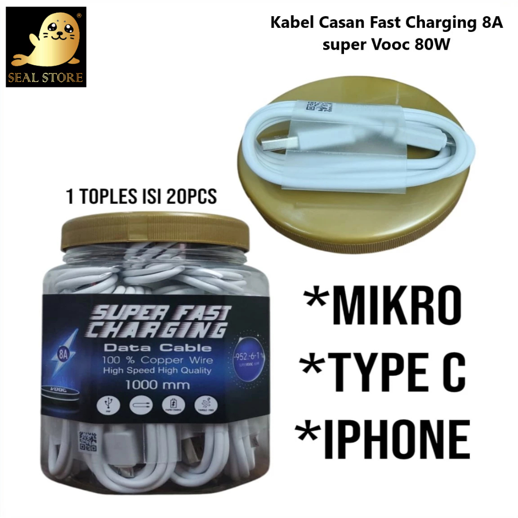 Kabel Data Mikro Tipe C / Type C USB 8A 1 Toples 1m Colorful (1 Toples isi 20pcs)