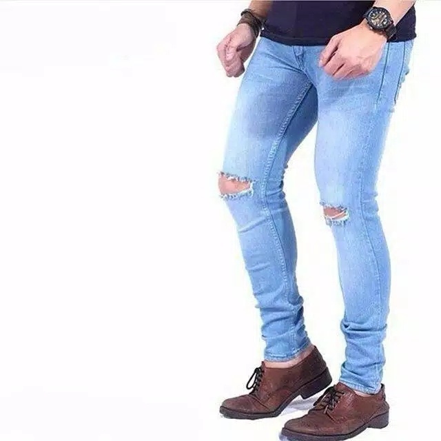 Celana Jeans Pria Robek Robek / Celana Starboy / Celana Jeans Pria Simfit korean Style