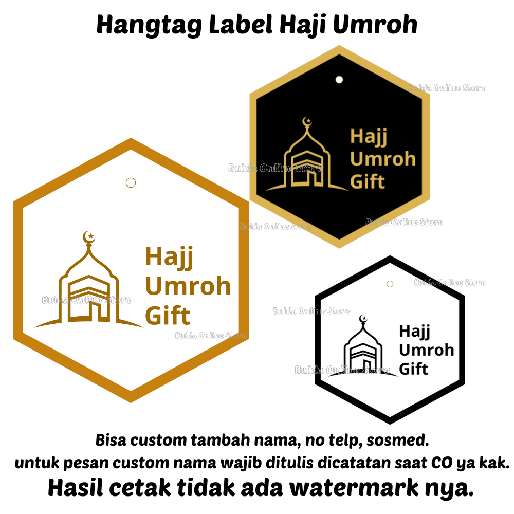 

Hang tag Haji Umroh Gift Hangtag Tags hexagonal Dekorasi Kemasan Label Hadiah Gifts Box bingkisan oleh oleh dari mekah Hampers kado parcel hang tags tas paperbag mika plastik dus kotak spunbound tasyakuran walimatus safar