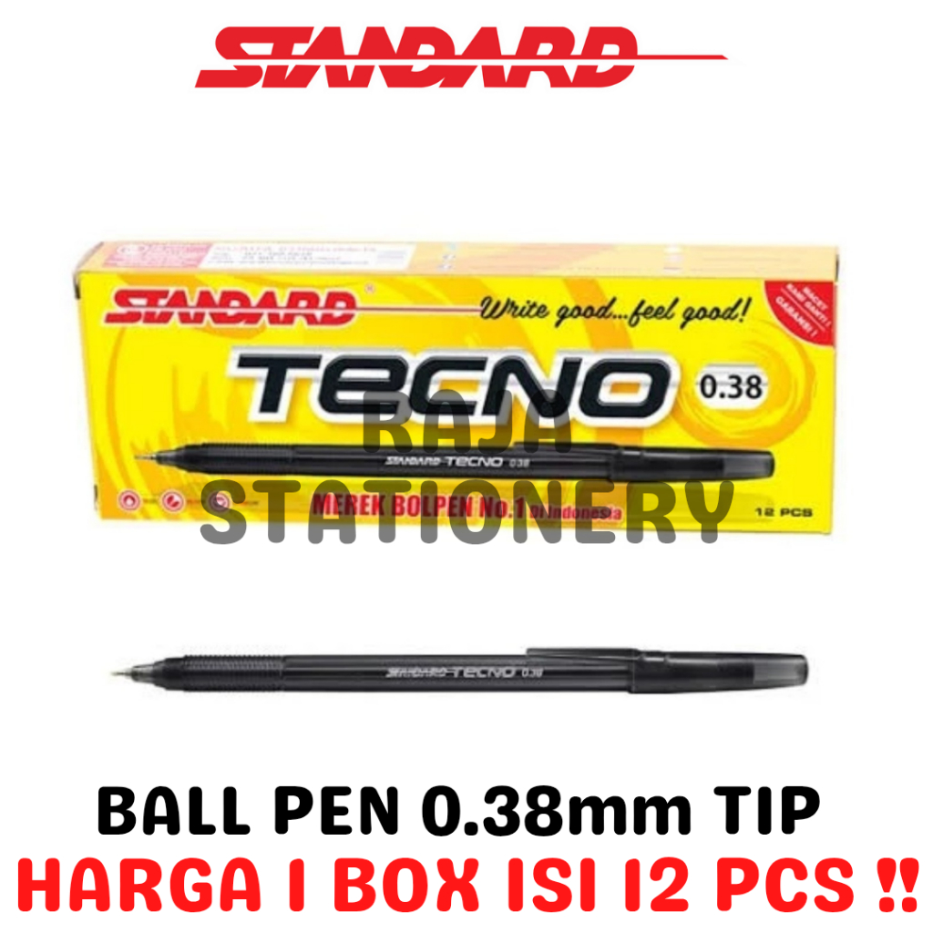 

STANDARD TECNO 0.38 BLACK BALL PEN HITAM BOLPEN PENA PEN TECHNO LUSIN [12PCS]