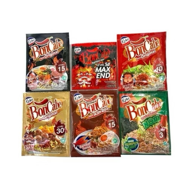 

Boncabe Sachet Bubuk Cabai Level 50 15 30 Nori Renceng isi 12pcs BON CABE RENCENG ISI 12 SACHET X 5.5 GR LEVEL 15, 30, 50 - SAMBAL TABUR