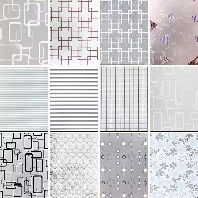 Stiker Kaca Jendela Rumah Kantor Sticker Polos Motif Kotak Sandblast Lebar 90 cm