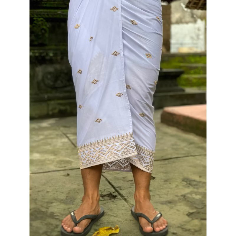 Saputan Katun Bordir Songket Benang Emas/Saputan Halus Bordir Songket Cendana/Saputan Songket Bali/S