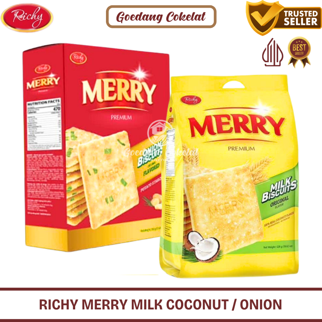 

Richy Merry Premium Onion Milk Coconut Biscuits Crackers Krekers Rasa Susu Kelapa Bawang Kemasan 333g / 528g