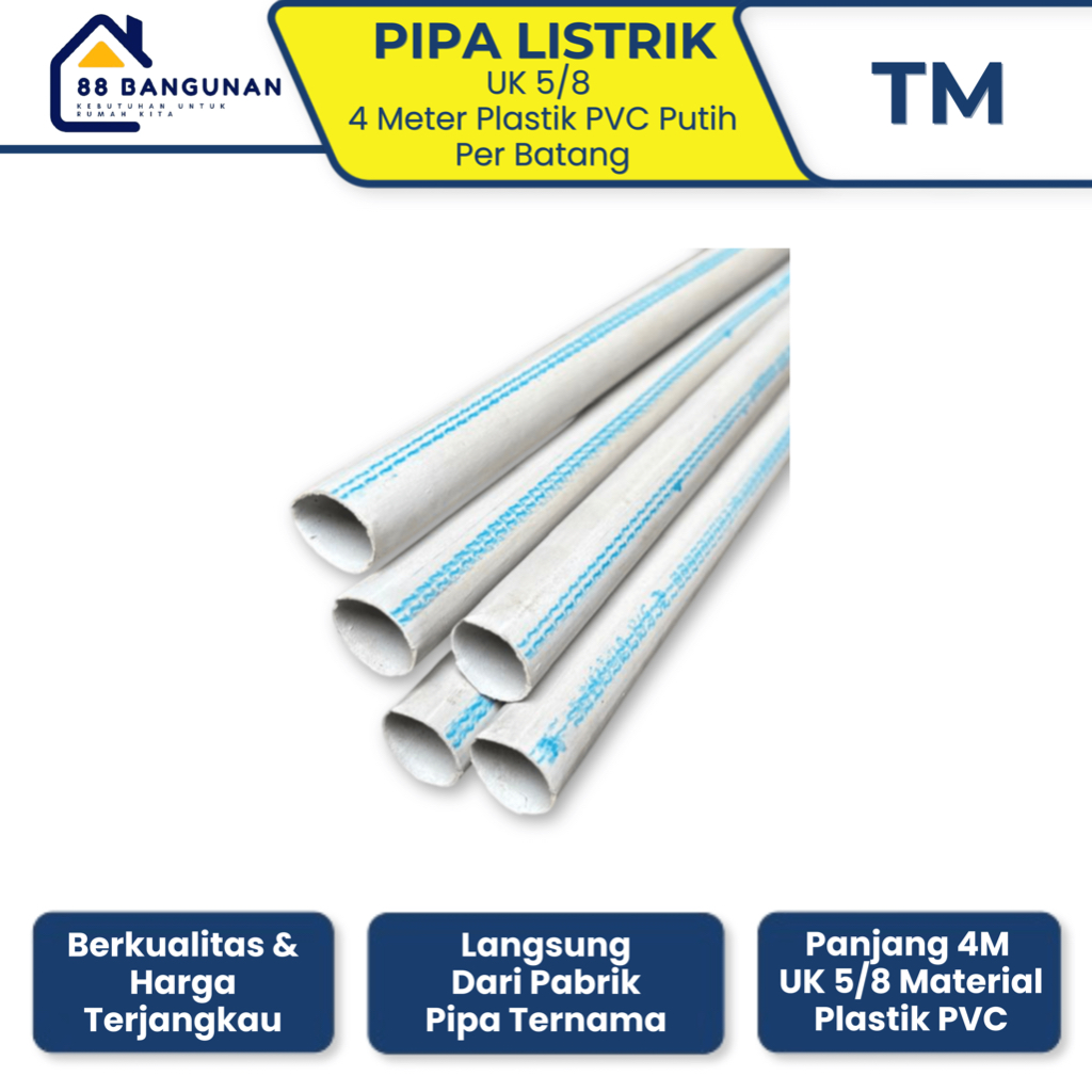 PIPA LISTRIK 5/8 TM PUTIH PANJANG 4 METER