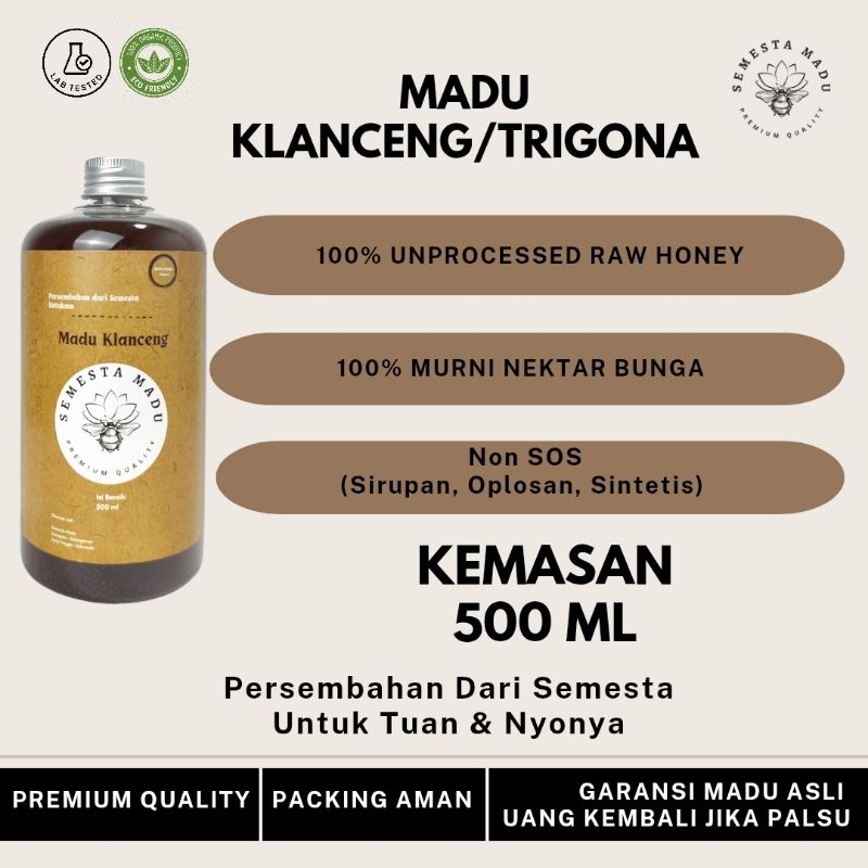 

Madu Klanceng / Kelanceng Full Beepolen, Royal Jelly dan Propolis Kemasan 500 ML