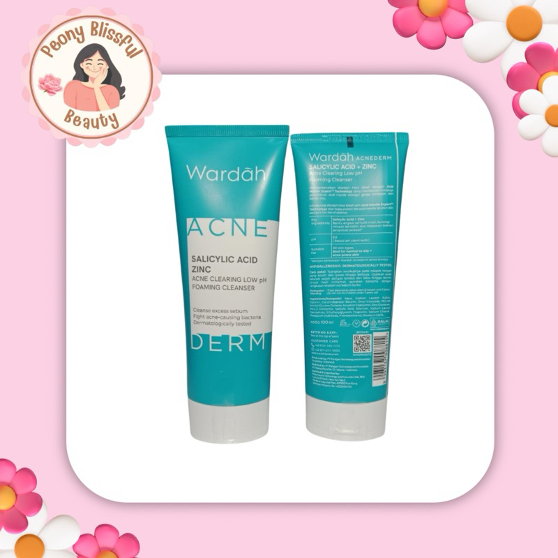 Wardah Acnederm Salicylic Acid Zinc Acne Clearing Low Ph Foaming Cleanser | Sabun Cuci Muka 100 ML