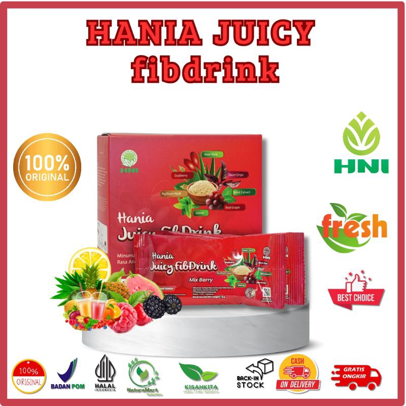 

HANIA JUICY FIBDRINK HNI Minuman serbuk rasa aneka buah Mix fruit