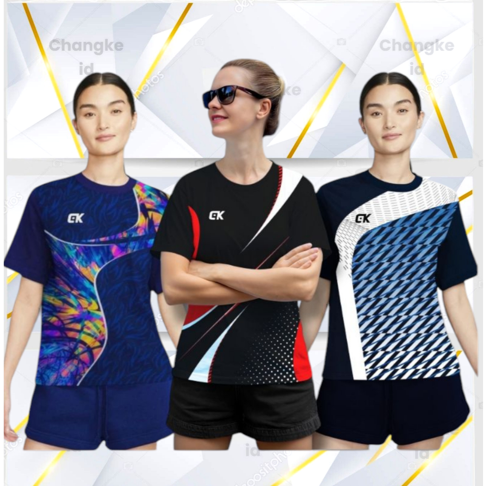 COD KAOS DAN ATASAN VOLI KAOS WANITA IMPORT BAJU VOLI PREMIUM KAOS OLAHRAGA PRINTING BAJU BADMINTON 