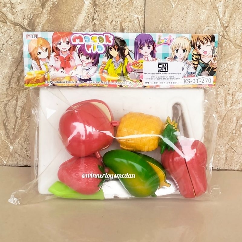 Mainan Potong Buah Magnet KS01 270 / Mainan Masak Ria Potong Buah Plastik