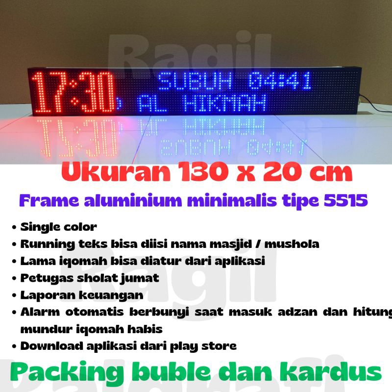 Jam Sholat Digital Masjid Jws P10 Wifi Jadwal Sholat Runing Teks Jam Masjid Uk 130 X 20 Cm Tbk