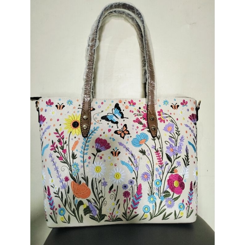 Tas Torry Burch motif bordir (import) Tote bag