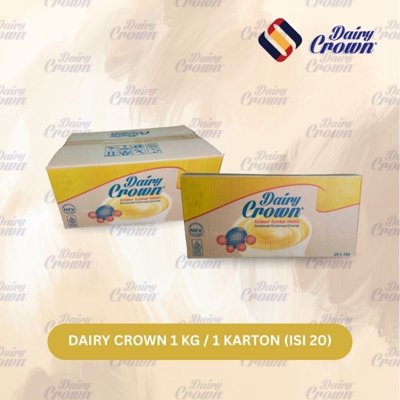 

(1 DUS) DAIRY CROWN Susu Krimer Kental Manis 1kg, isi 20