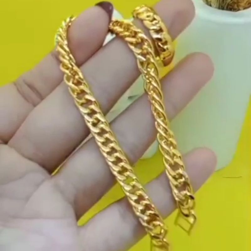 COD Gelang Rantai Free Cincin Titanium Lapis Emas 24k Asli anti Luntur Viral 2025