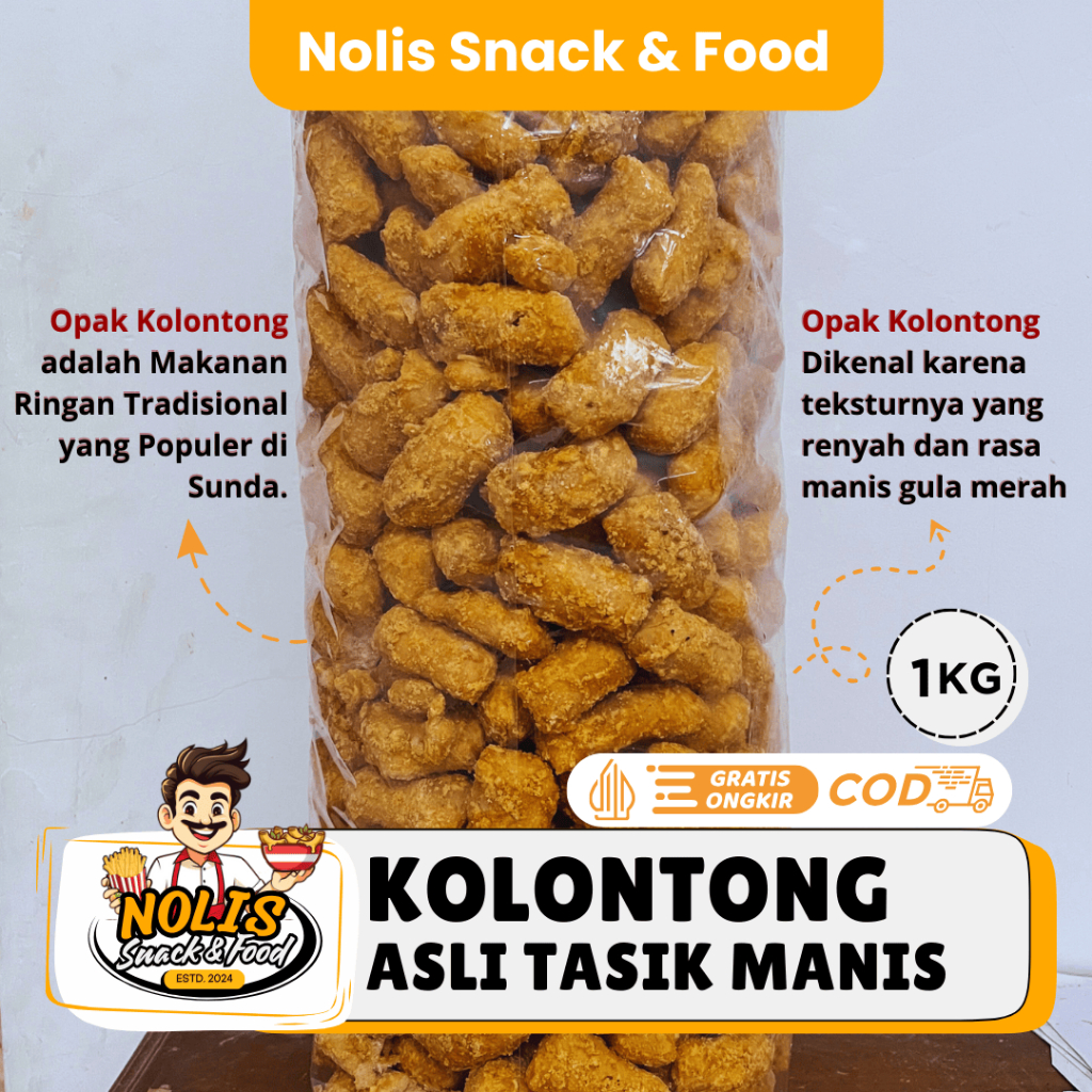 

1kg - Kelontong Opak ketan Manis gula merah / Kolontong Manis Khas Tasikmalaya // Grosir Nolis Snack