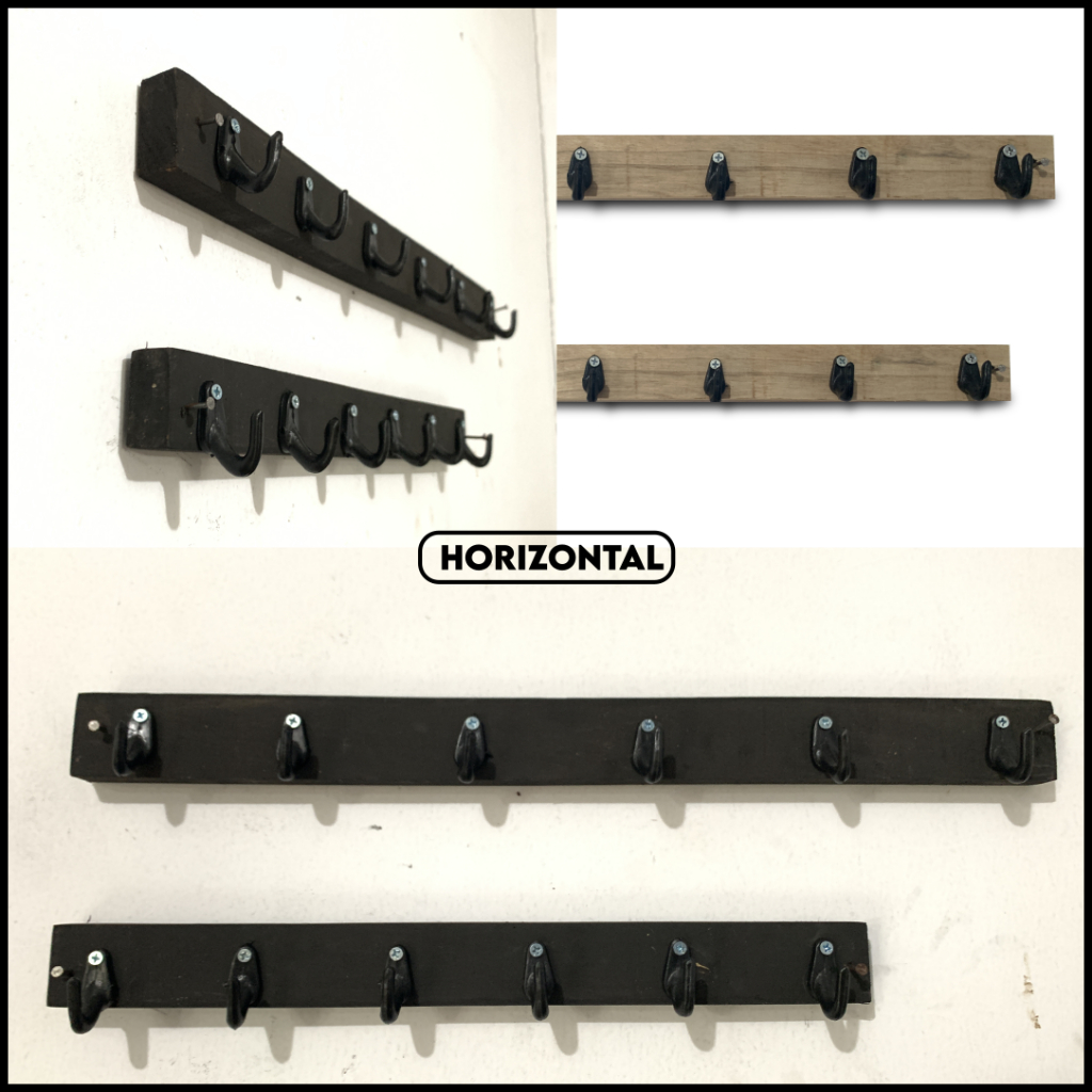 Kapstok Baju hitam 6 kait Kayu Berkualitas Kapstok Dinding Cantelan Baju