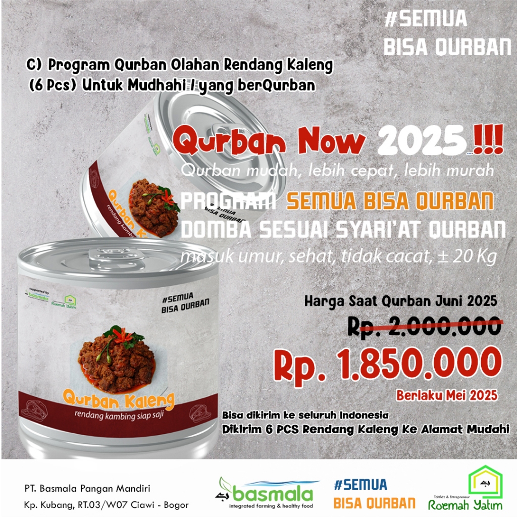 

Qurban Kaleng dikirim 6 kaleng untuk yang berkurban Semua Bisa Qurban Kurban Domba Kambing Sesuai Sunnah