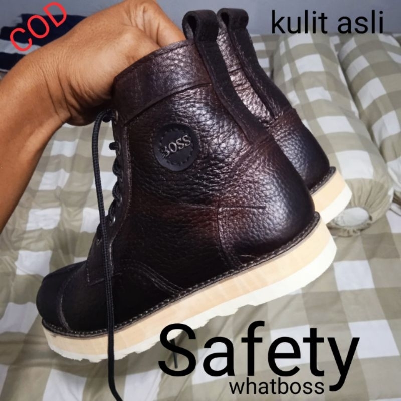 Sepatu Boots Kulit Model red wing Asli Kulit Safety Original Berkualitas Premium Keren Gaul Kece sep