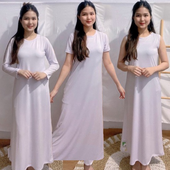 55 stok baru Manset Inner Dress Baju Gamis Lengan Panjang Pendek Iner Long Dres Kaos Tanpa Lengan Si